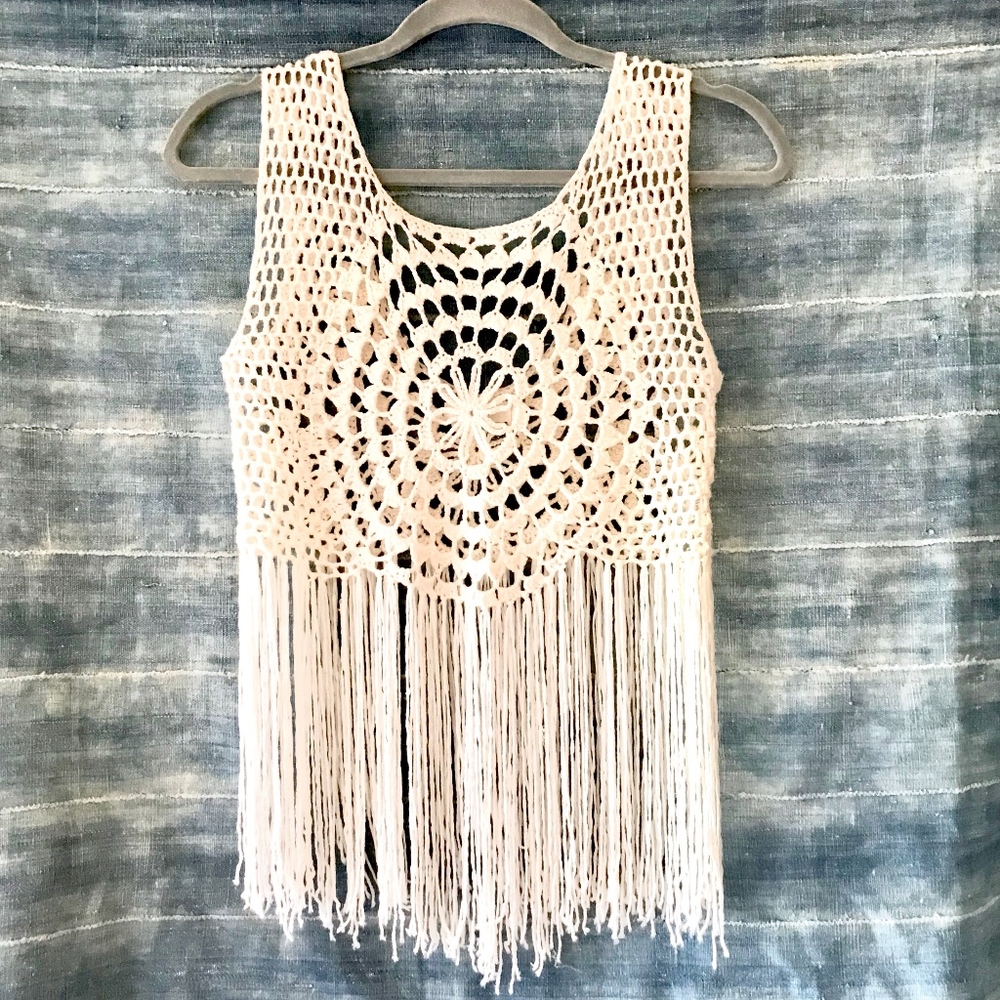 LF millau fringe crochet top